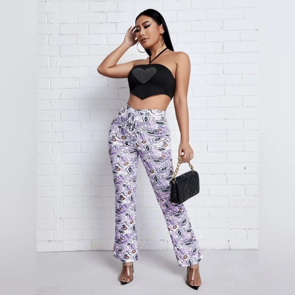 Boho Paisley Flare Leg Pants - Picture 2 of 8